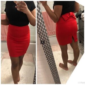 Elegant Red Bow-Back Skirt